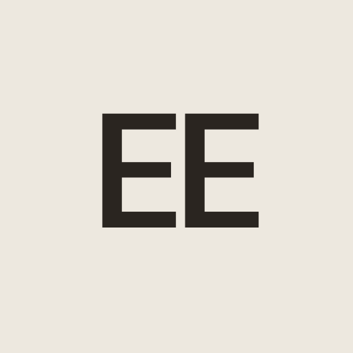 The EE logo, ink on paper
